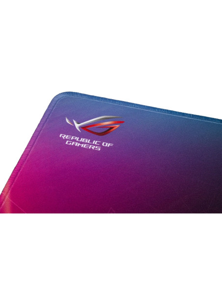 Голяма, вертикална геймърска подложка за мишка Asus ROG Strix Edge с оптимизирана за игри повърхност, пълноцветни зашити ръбо