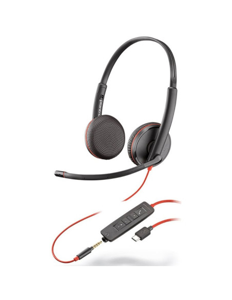 HP Poly Blackwire 3225 Стерео USB-C слушалка +3,5 мм щепсел +USB-C/A адаптер Групово