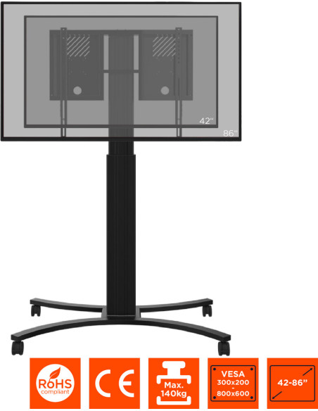 celexon Expert electric height adjustable display trolley Adjust-4286MB