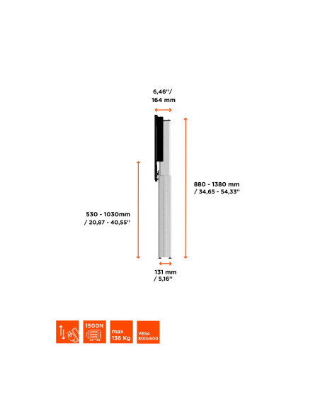celexon Expert electric height adjustable display stand Adjust-4275WS with wall mounting