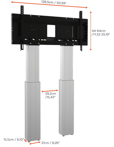 celexon Expert electric height adjustable display stand Adjust-70120WS with wall mounting