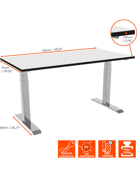 celexon electric height adjustable desk Professional eAdjust-58123 - white, incl. HPL tabletop