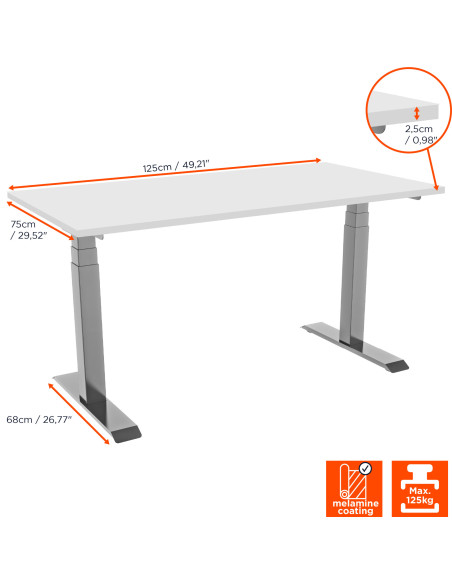 celexon electric height adjustable desk Professional eAdjust-58123 - Grey, incl. tabletop