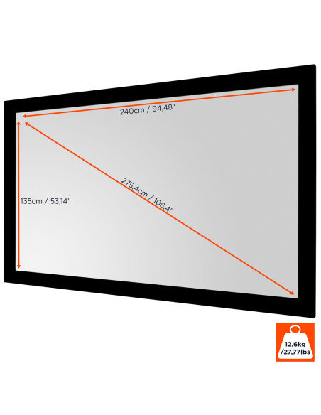 celexon basic projector frame screen with plug-in system for easy installation and black velour coating - 3D and 4K108” - 16: