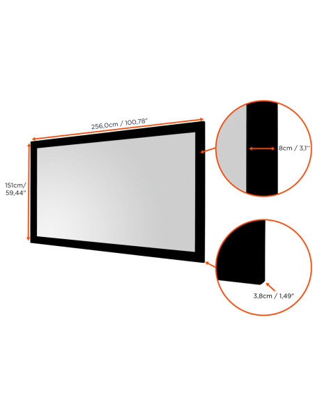 celexon basic projector frame screen with plug-in system for easy installation and black velour coating - 3D and 4K108” - 16: