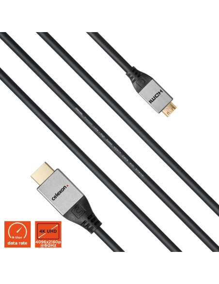 celexon HDMI to Mini HDMI Cable with Ethernet - 2.0a/b 4K 2.Professional Line