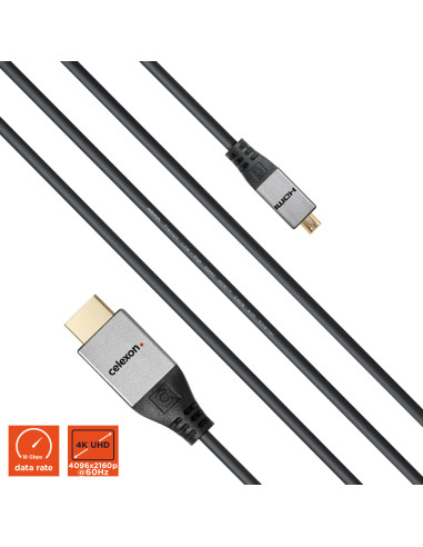celexon HDMI to Micro HDMI Cable with Ethernet - 2.0a/b 4K 1.Professional Line