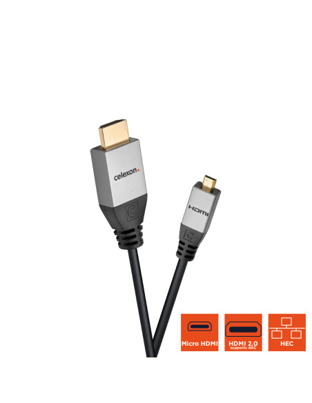 celexon HDMI to Micro HDMI Cable with Ethernet - 2.0a/b 4K 2.Professional Line