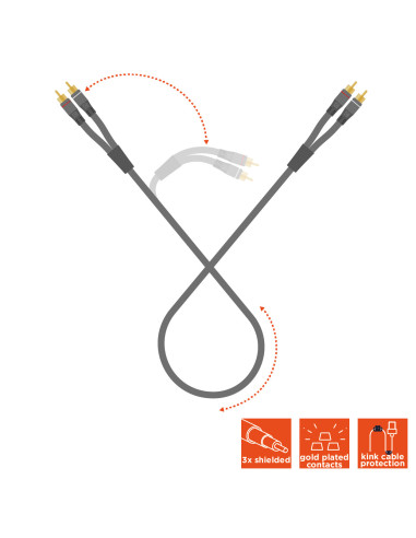 celexon 2x Cinch Stereo Audiokabel 1,Professional Line