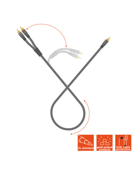 celexon Cinch auf 2x Cinch Audiokabel 3,Professional Line