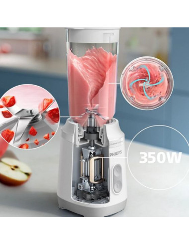PHILIPS Мини блендер серия 3000 350W ProBlend 2 настройки за скорост бял и сребрист