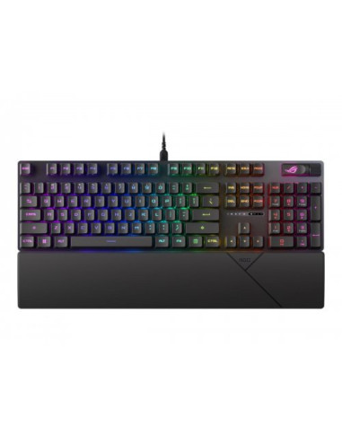 Геймърска клавиатура Asus ROG Strix Scope II RX, IP57, овлажняваща пяна, предварително смазани ROG RX червени оптични превклю