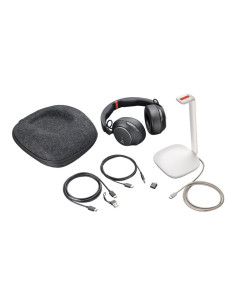 HP Poly Voyager Surround 85 UC Сертифицирани от Microsoft Teams USB-C слушалки + USB-C/A адаптер + Стойка за зареждане