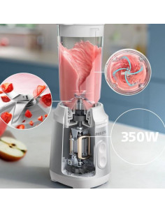 PHILIPS Мини блендер серия 3000 350W ProBlend 2 настройки за скорост бял и сребрист 2
