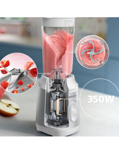 PHILIPS Мини блендер серия 3000 350W ProBlend 2 настройки за скорост бял и сребрист