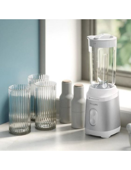 PHILIPS Мини блендер серия 3000 350W ProBlend 2 настройки за скорост бял и сребрист