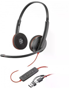 HP Poly Blackwire 3220 стерео USB-C слушалка + USB-C/A адаптер