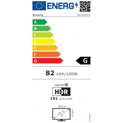 Samsung 55" 55S95D AI 4K QD-OLED SMART TV, 144 Hz, WiFi 5, Bluetooth 5.2, 4xHDMI, 3xUSB, Titan Black