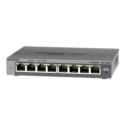 NETGEAR ProSafe Smart Managed Plus Switch - GS108Ev3 - 8-port Gigabit 10/100/1000 Mbps - Desktop - fanless