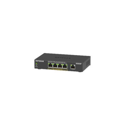 NETGEAR GS305P 5-Port Gigabit PoE Unmanaged Switch with 4 PoE ports desktop metal housing fanless PoE budget 63W