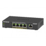 NETGEAR GS305P 5-Port Gigabit PoE Unmanaged Switch with 4 PoE ports desktop metal housing fanless PoE budget 63W