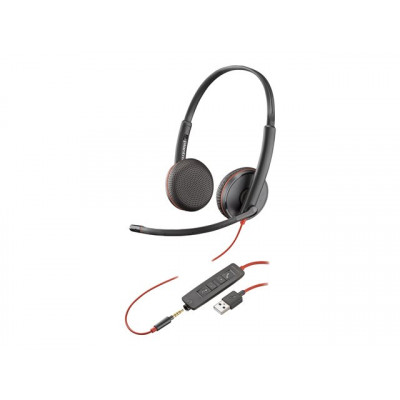 HP Poly Blackwire C3225 Blackwire 3200 Series headset on-ear wired active noise cancelling 3.5mm jack black