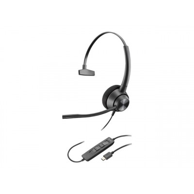 HP Poly EncorePro 310 EncorePro 300 series headset on-ear wired active noise cancelling USB-C black Works With Chromebook Certif