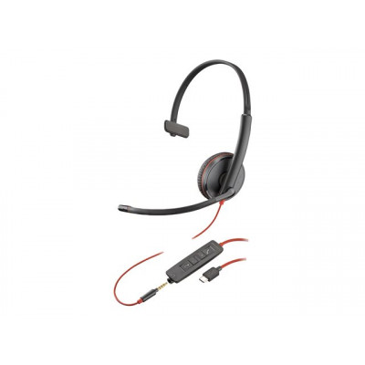 HP Poly Blackwire C3215 Blackwire 3200 Series headset on-ear wired active noise cancelling 3.5mm jack USB-C black +Case BULK