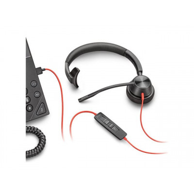 HP Poly Blackwire 3315 Blackwire 3300 series headset on-ear wired active noise cancelling 3.5mm jack USB-A black