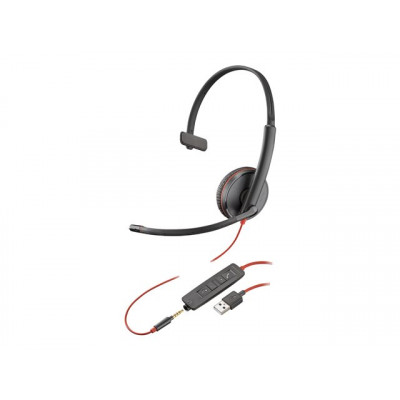 HP Poly Blackwire 3215 Blackwire 3200 Series headset on-ear wired active noise cancelling 3.5mm jack USB-A black Skype Avaya Jab