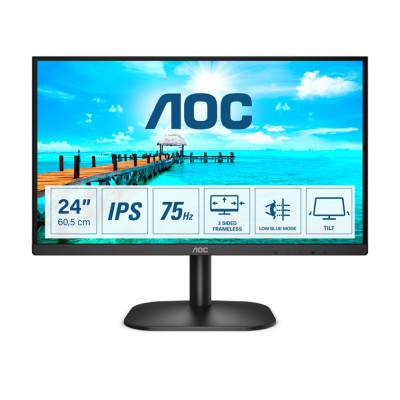 AOC 24B2XDA, 23.8" IPS WLED, 1920x1080@75Hz, 4ms GTG, 250cd/m2, 1000:1, DC20M:1, Adaptive Sync, FlickerFree, Low Blue Light, 2Wx